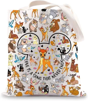 BWWKTOP Deer Tote Bag Deer and Thumper Fans Gift Deer Grocery Bag Fairy Tale Park Merchandise