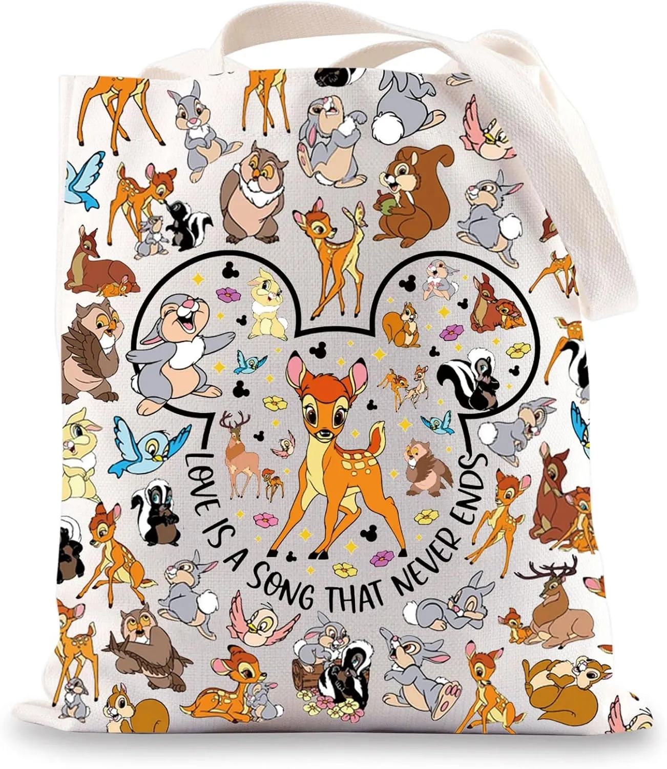 BWWKTOP Deer Tote Bag Deer and Thumper Fans Gift Deer Grocery Bag Fairy Tale Park Merchandise