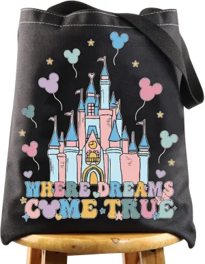 BWWKTOP Enchanted Kingdom Tote BagFantasy Land Inspired Gifts Where Dreams Come True Shoulder Bag Fairy Tale Vacation Merch