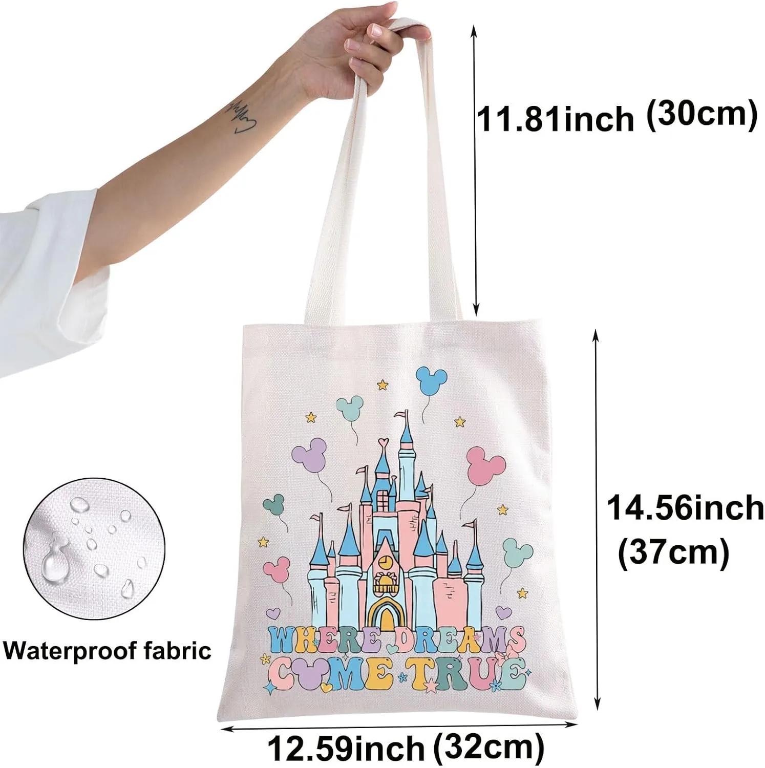 BWWKTOP Enchanted Kingdom Tote BagFantasy Land Inspired Gifts Where Dreams Come True Shoulder Bag Fairy Tale Vacation Merch