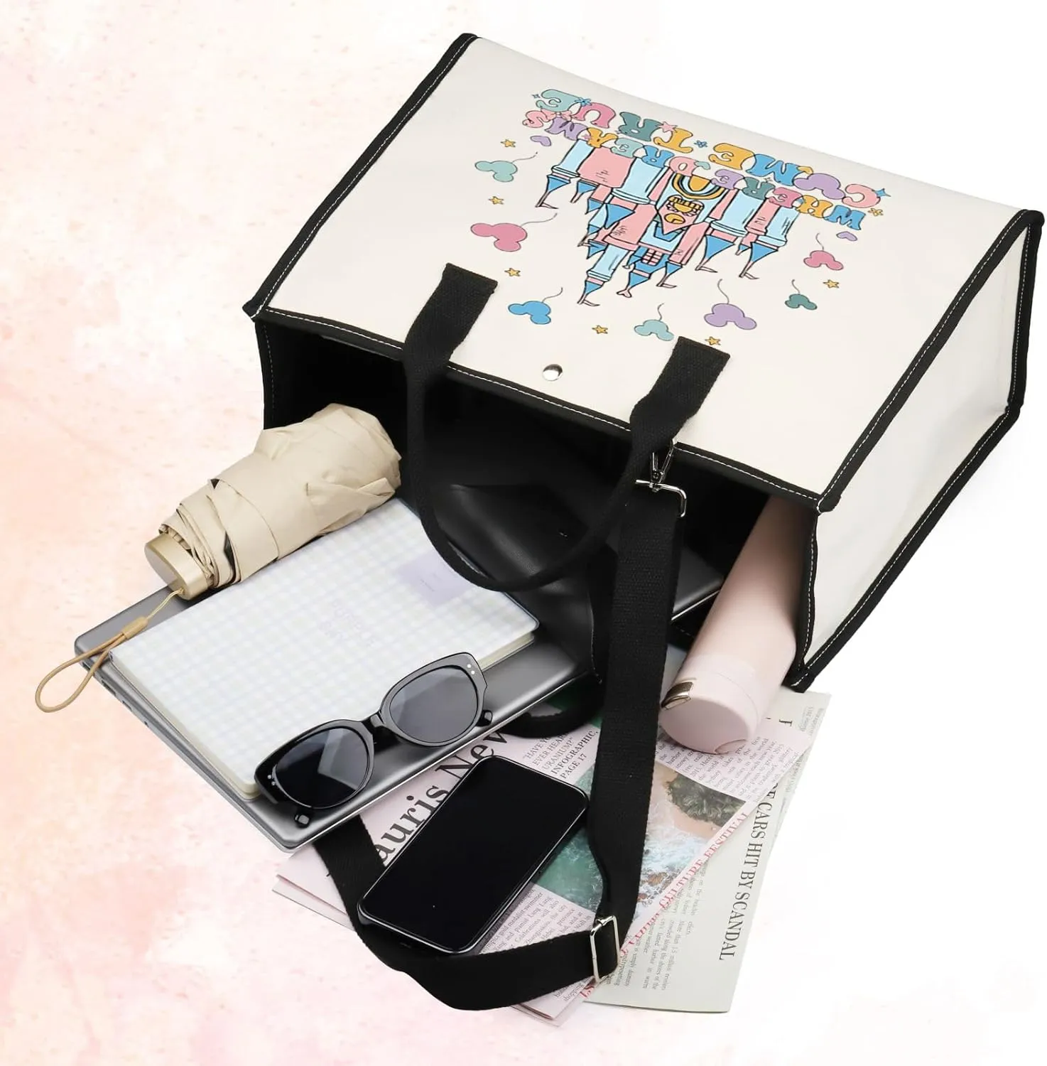 BWWKTOP Enchanted Kingdom Tote BagFantasy Land Inspired Gifts Where Dreams Come True Shoulder Bag Fairy Tale Vacation Merch