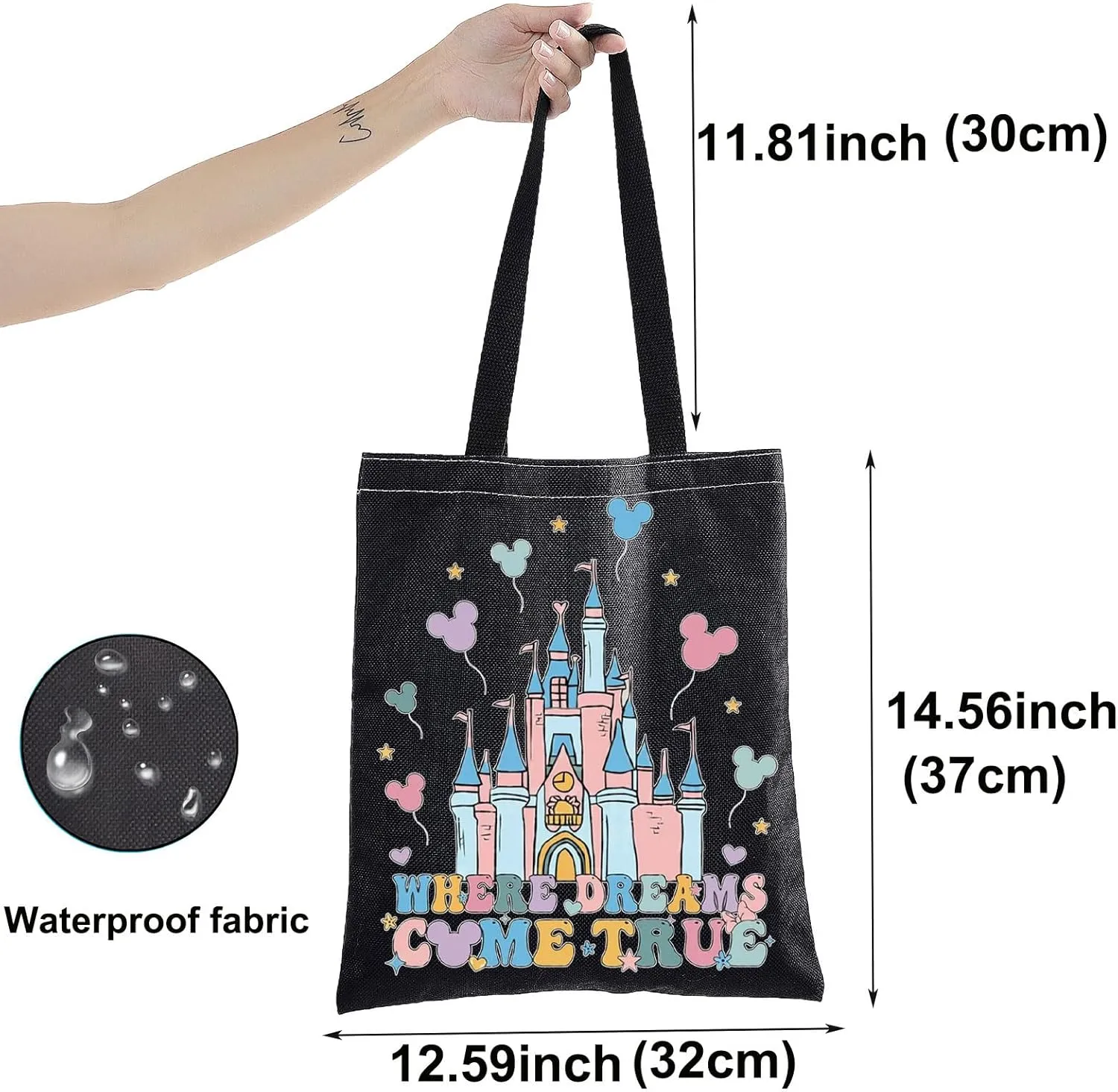 BWWKTOP Enchanted Kingdom Tote BagFantasy Land Inspired Gifts Where Dreams Come True Shoulder Bag Fairy Tale Vacation Merch