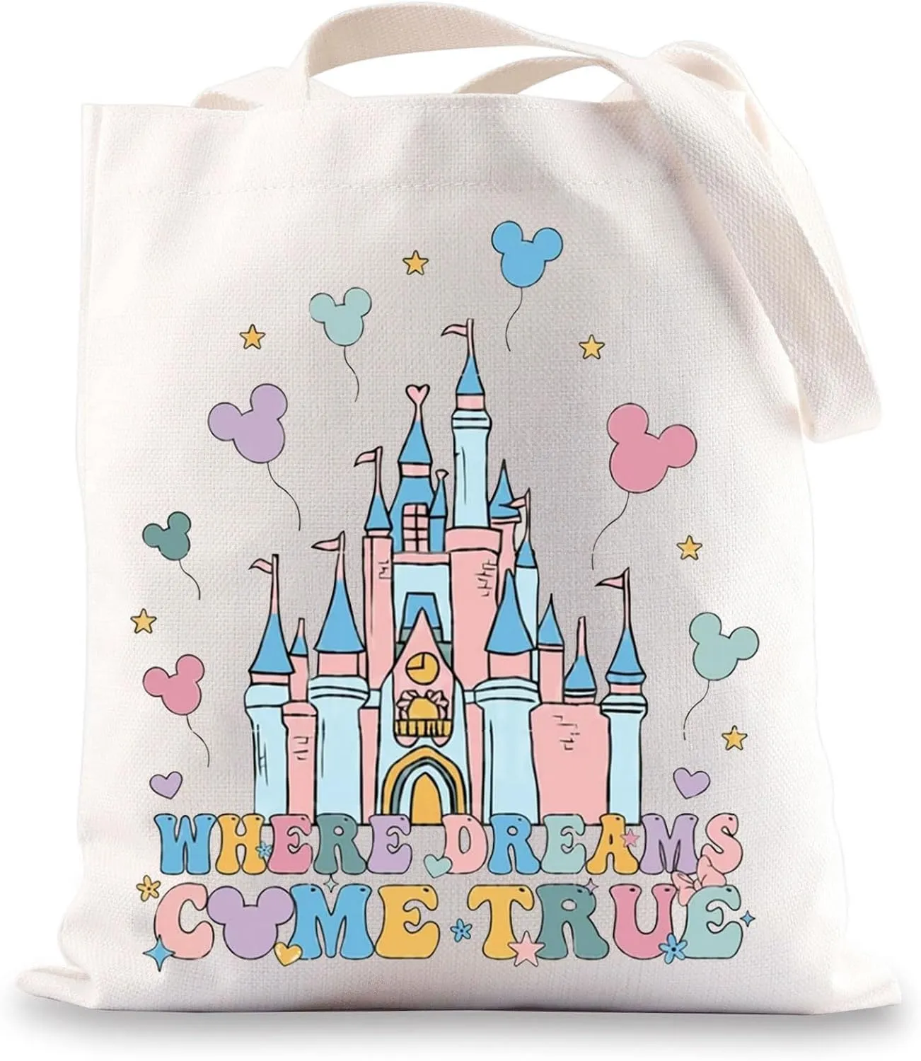 BWWKTOP Enchanted Kingdom Tote BagFantasy Land Inspired Gifts Where Dreams Come True Shoulder Bag Fairy Tale Vacation Merch