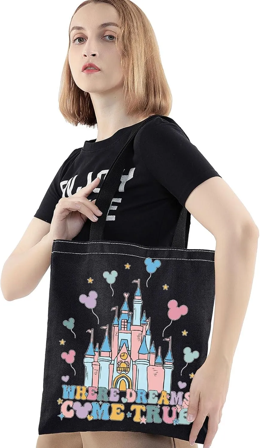 BWWKTOP Enchanted Kingdom Tote BagFantasy Land Inspired Gifts Where Dreams Come True Shoulder Bag Fairy Tale Vacation Merch