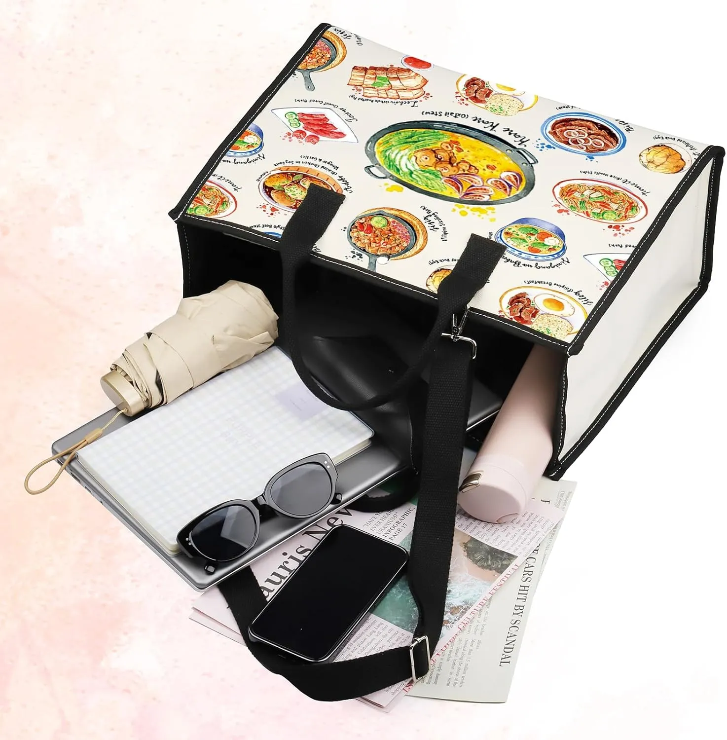 BWWKTOP Filipino Cuisine Tote Bag Philippines Travel Gifts Philippines Culture Shoulder Bag Filipino Vacation Gift
