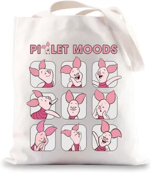 BWWKTOP Funny Piggy Tote Bag Pig Moods Inspired Gift Porkling Shoulder Bag Piggy Merchandise