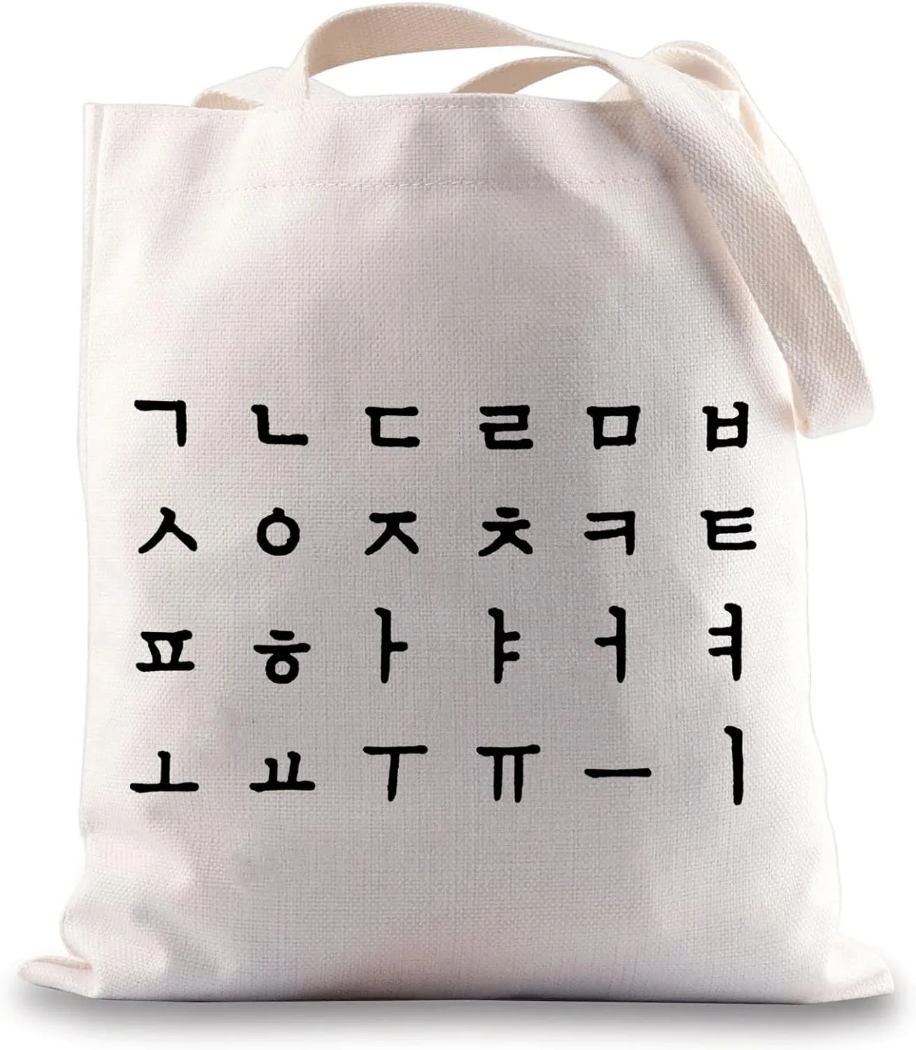 BWWKTOP Korean Hangul Alphabet Tote Bag - Korean Girl Gifts - Language Tote Bags For Women & Girls