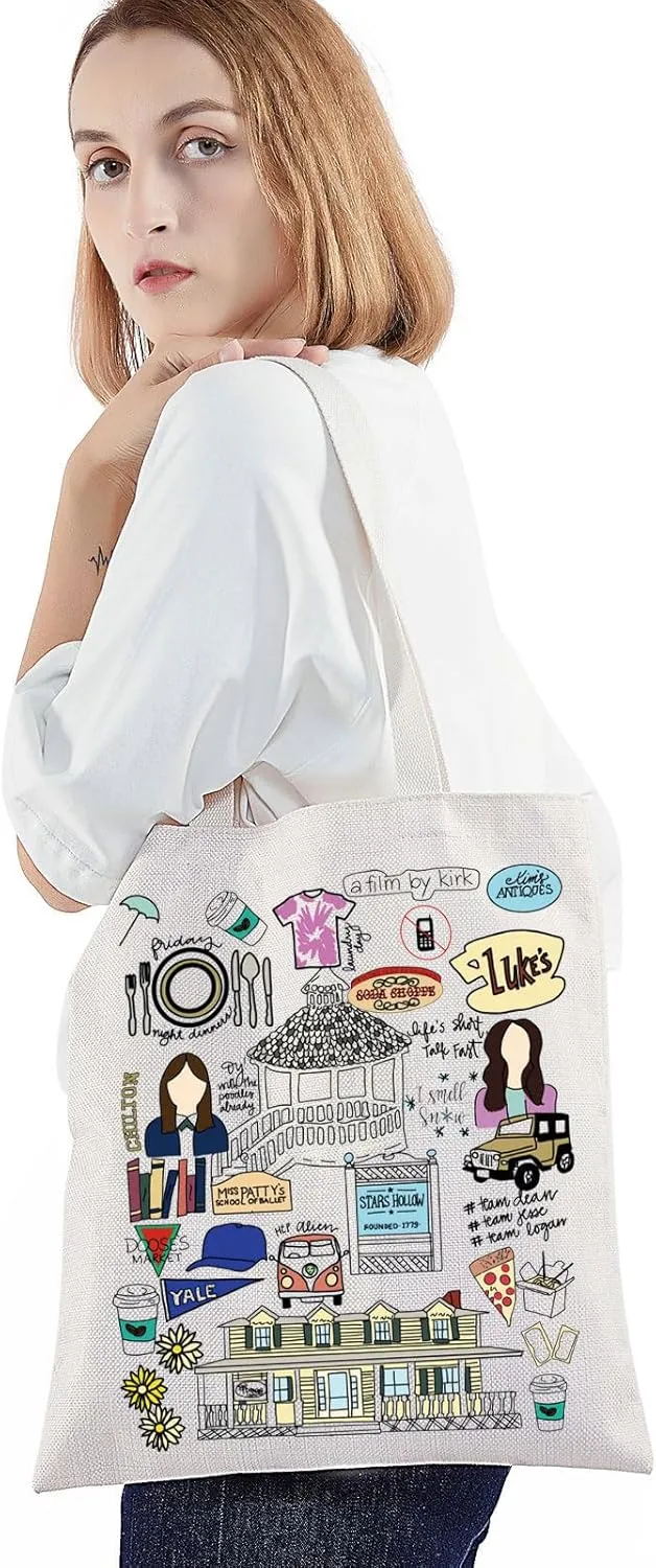 BWWKTOP Luke's Diner Tote Bag Lorelai & Rory Fans Gifts Stars Hollow Lorelai Shoulder Bag