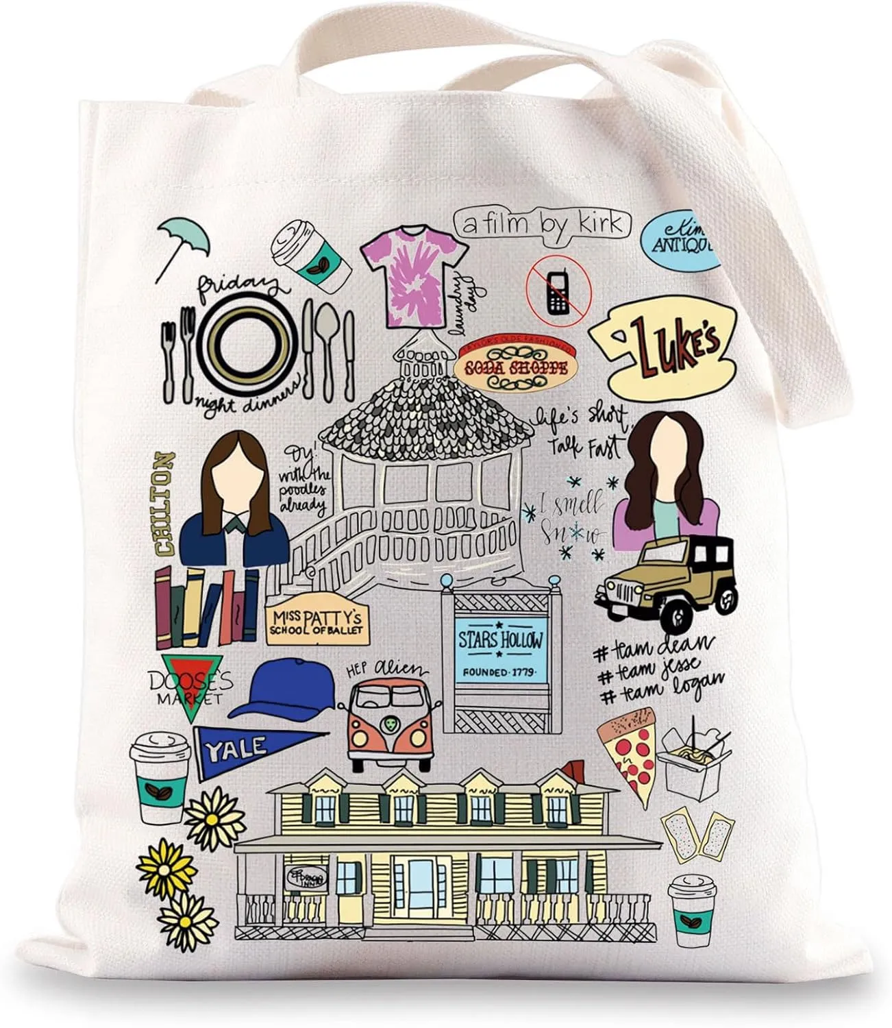 BWWKTOP Luke's Diner Tote Bag Lorelai & Rory Fans Gifts Stars Hollow Lorelai Shoulder Bag