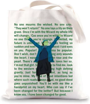 BWWKTOP Musical Canvas Tote Bag Elphaba And Glinda Gifts Elphaba Shoulder Bag Glinda Musical Merchandise