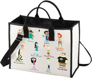 BWWKTOP Phineas Tote Bag Agent P Fans Gift Ferb Shoulder Bag Candace & Linda & Lawrence Gift Platypus Perry Merchandise