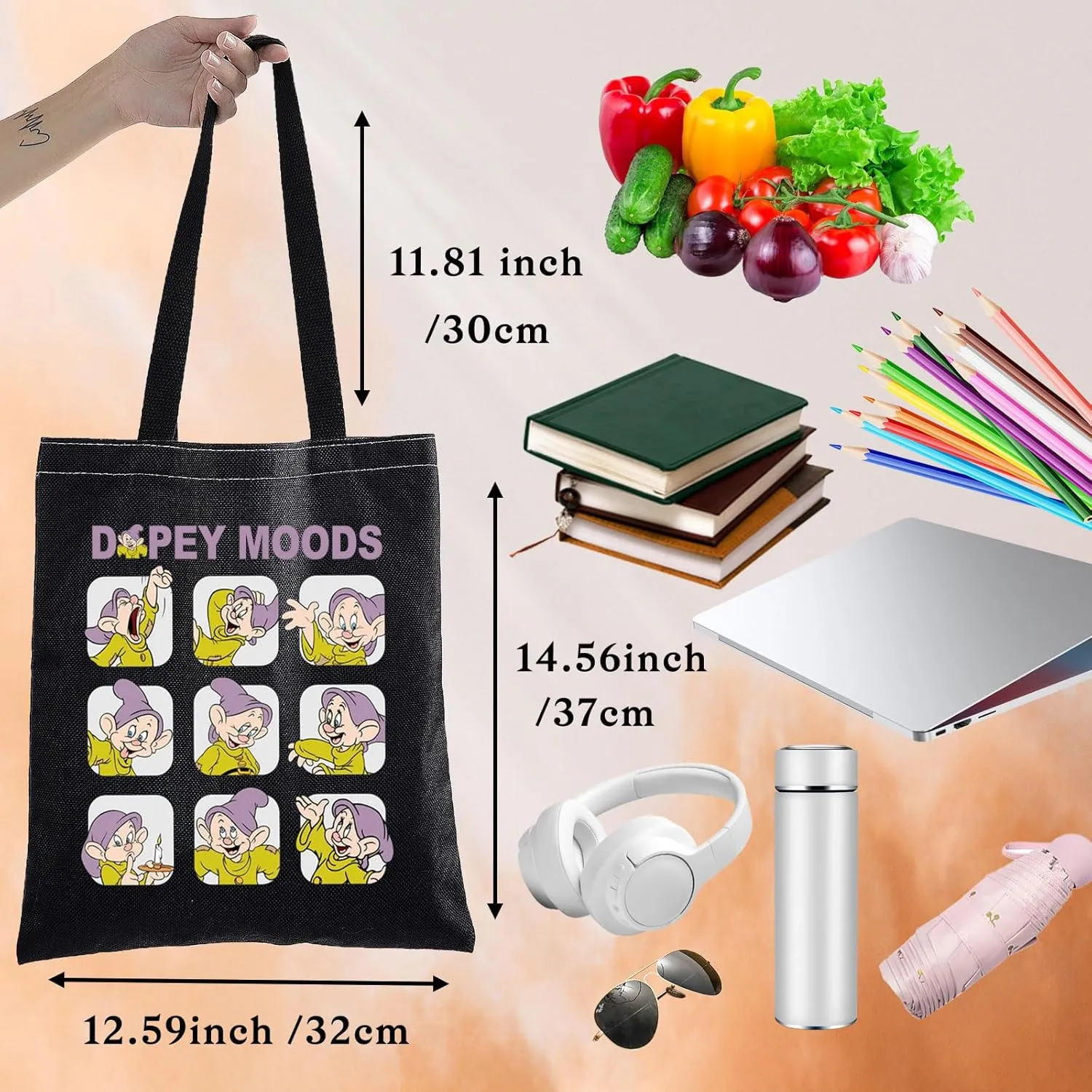 BWWKTOP Seven Spirits Tote Bag Snow's Protectors Gifts Spirits Moods Shoulder Bag Seven Friends Merchandise