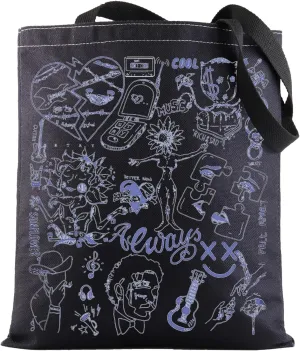 BWWKTOP Singer Canvas Tote Bag Hip Hop Singer Fans Gifts Stay Away Always Tired Shoulder Bag Song Lyrics Merchandise