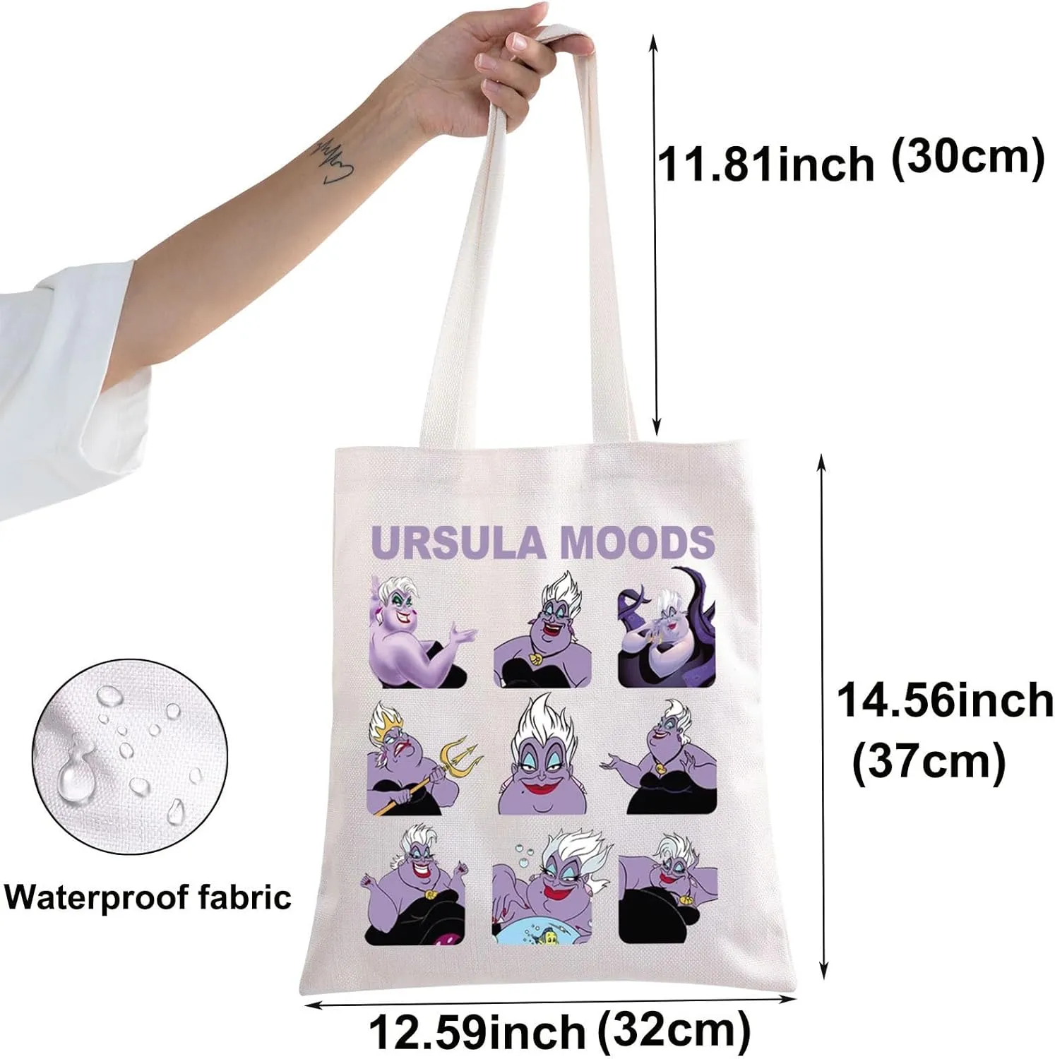 BWWKTOP Villains Tote Bag Villains Fans Gift Sea Witch Moods Shoulder Bag Villains Witch Merchandise