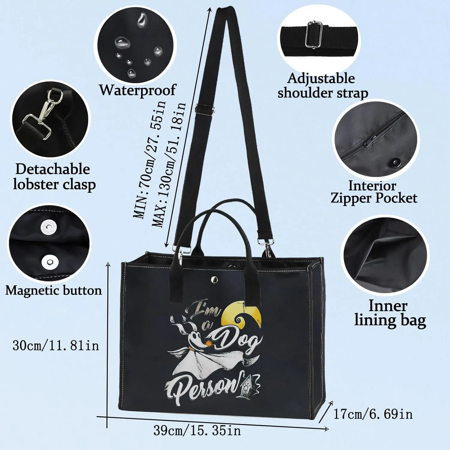 BWWKTOP Zero Dog Tote Bag Jack's Ghost Dog Fans Gift I'm A Dog Person Zero Shoulder Bag Zero Dog Merch
