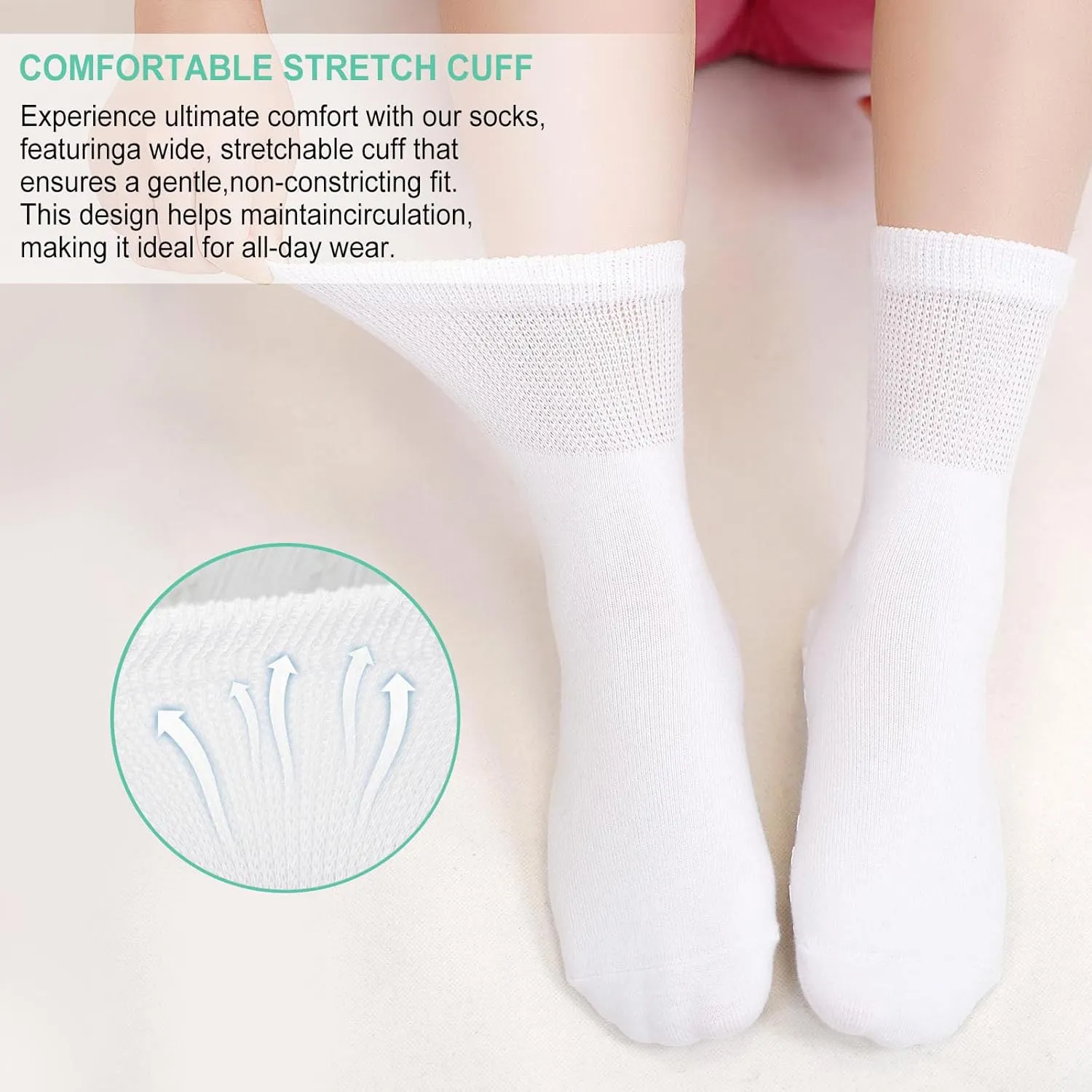 CaiDieNu Non Slip Socks for Women: Non Skid Crew Grip Socks with Grippers for Elderly Hospital Pilates Yoga Grippy 5 Pairs