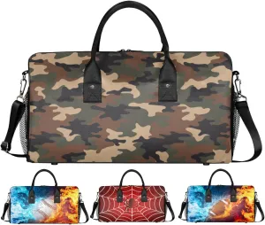 Camo Gym Bags for Men Women Camouflage Small Duffle Bag Lightweight Workout Sport Bag Carry On Overnight Weekender Tote Athletic Travel Duffel Bags