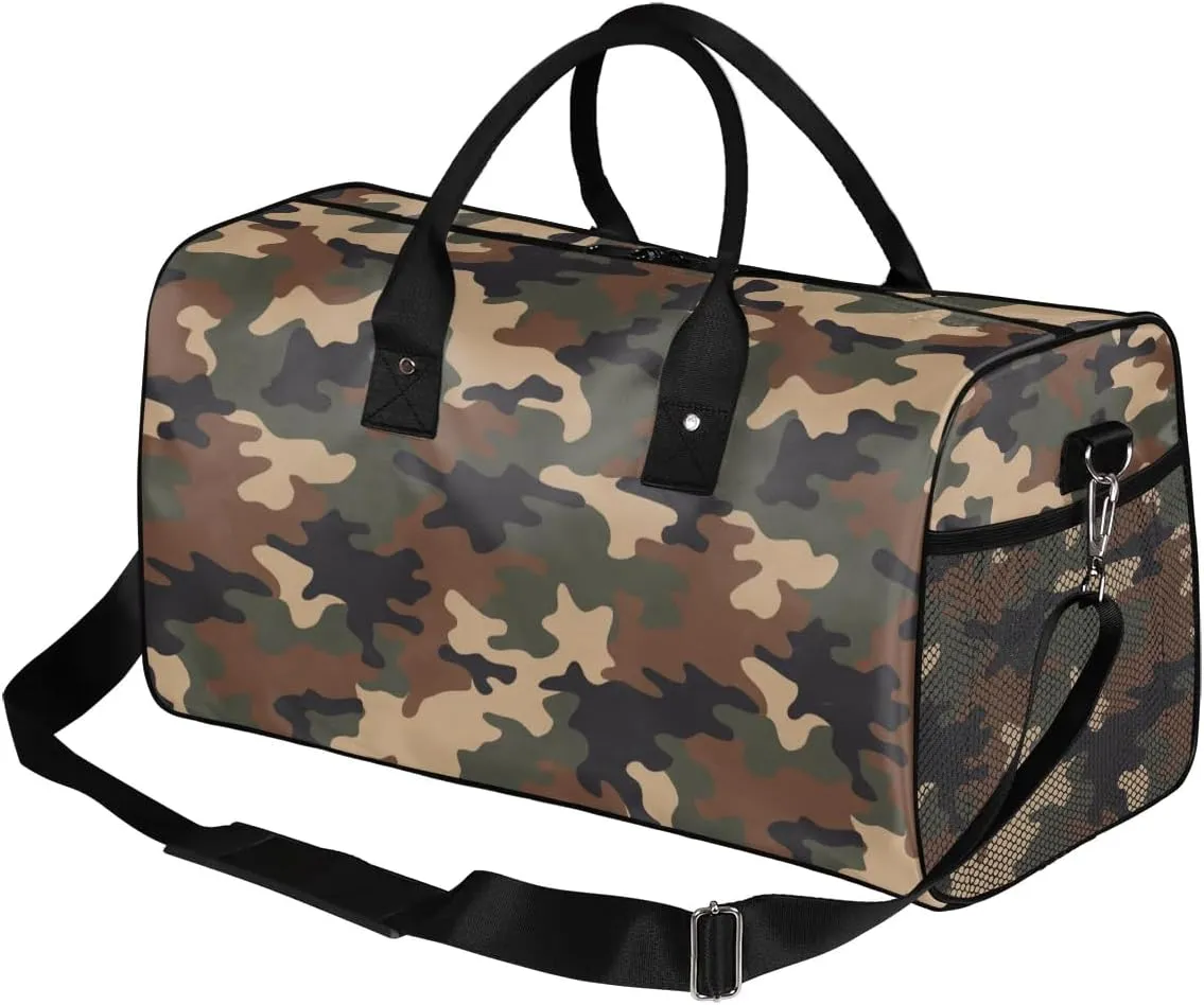 Camo Gym Bags for Men Women Camouflage Small Duffle Bag Lightweight Workout Sport Bag Carry On Overnight Weekender Tote Athletic Travel Duffel Bags