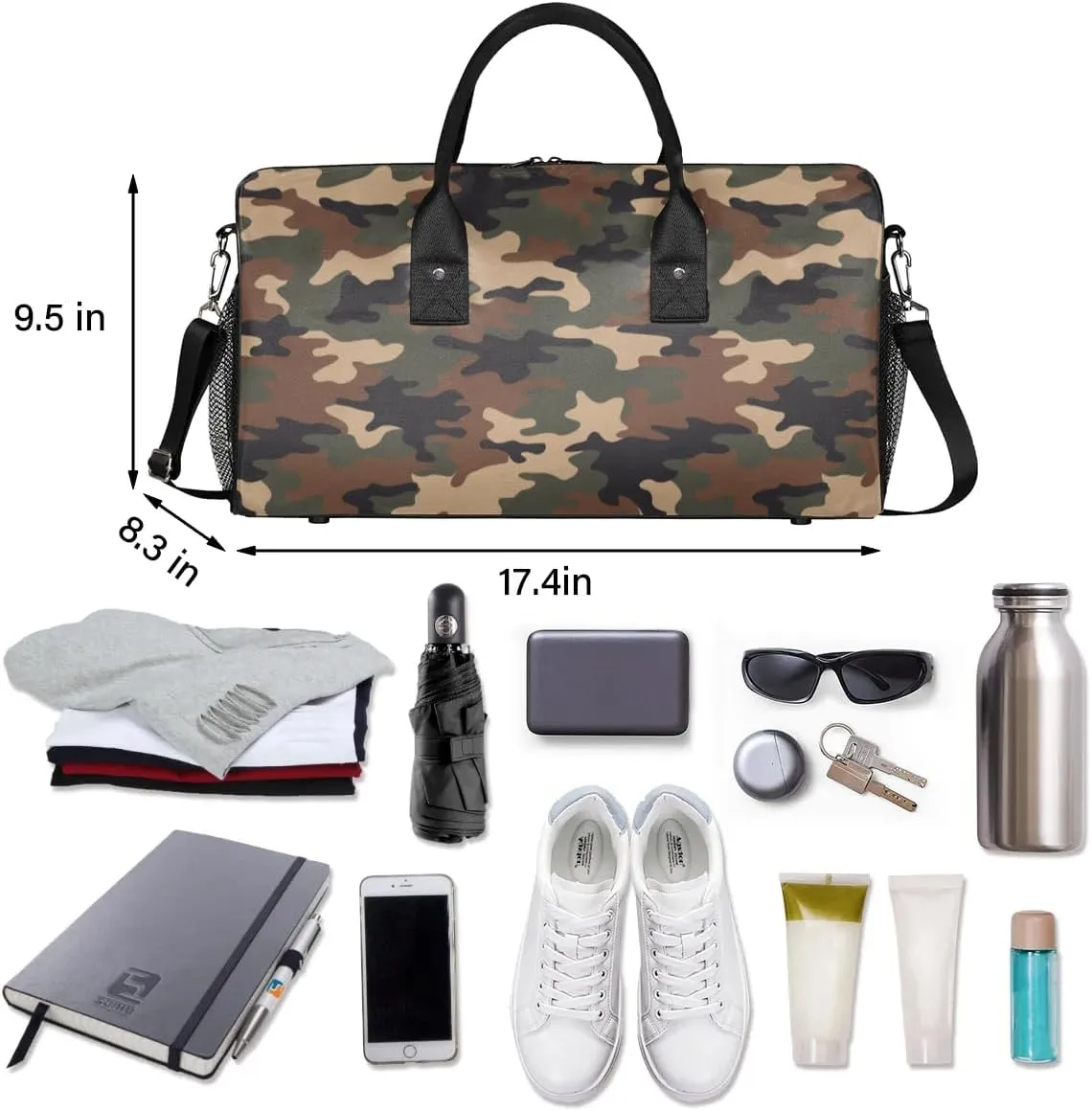 Camo Gym Bags for Men Women Camouflage Small Duffle Bag Lightweight Workout Sport Bag Carry On Overnight Weekender Tote Athletic Travel Duffel Bags