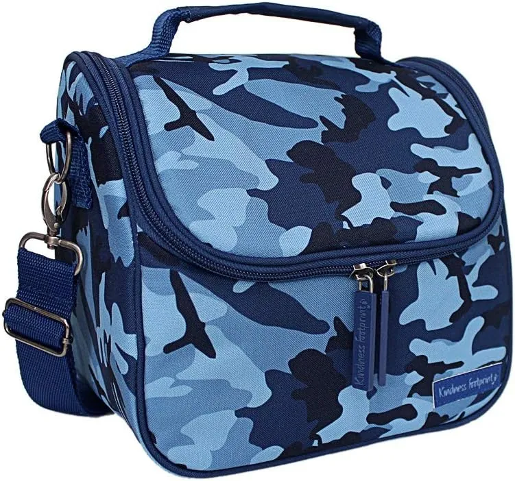 Camo Lunch Bag Insulated Lunch Box Detachable Adjustable Strap… (Camo Blue)