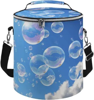 Camping Cooler Bag, Bubbles Blue Sky Print Portable Ice Pack Outdoor Cooler Bag Picnic Cooler Bag Foldable Cooler Bag
