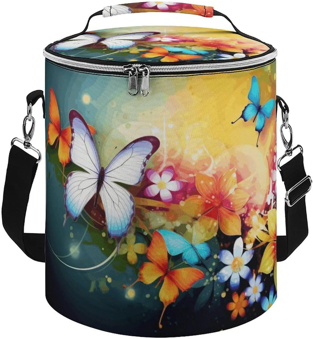 Camping Cooler Bag, Colorful with Butterfly Print Portable Ice Pack Outdoor Cooler Bag Picnic Cooler Bag Foldable Cooler Bag, style
