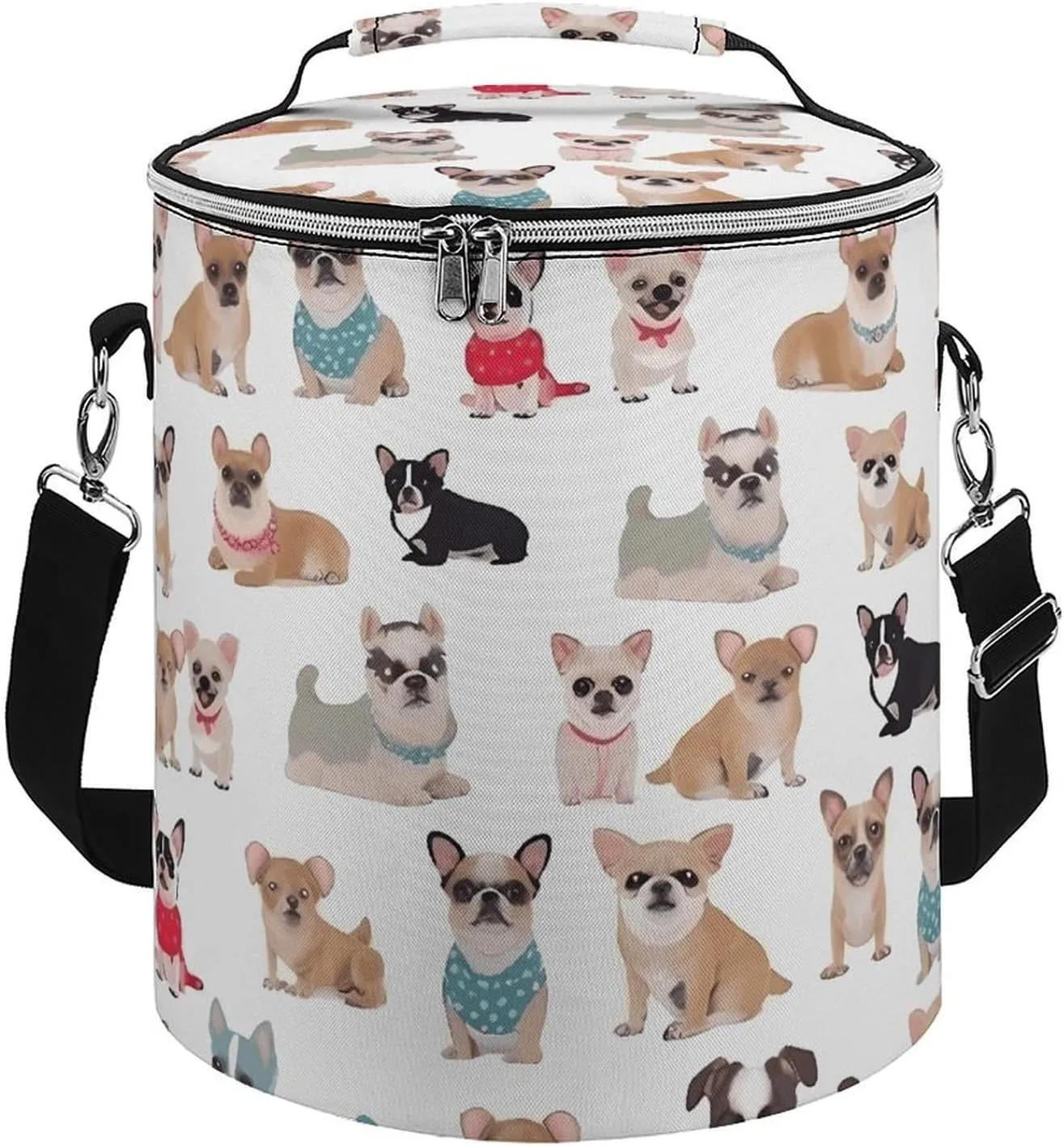 Camping Cooler Bag, Cute Chihuahua Pug Pattern Print Portable Ice Pack Outdoor Cooler Bag Picnic Cooler Bag Foldable Cooler Bag, style