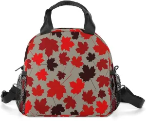 Canada Red Maple Portable Lunch Box Crossbody Bag Tote Insulated with Adjustable Strap Work Beach Picnic