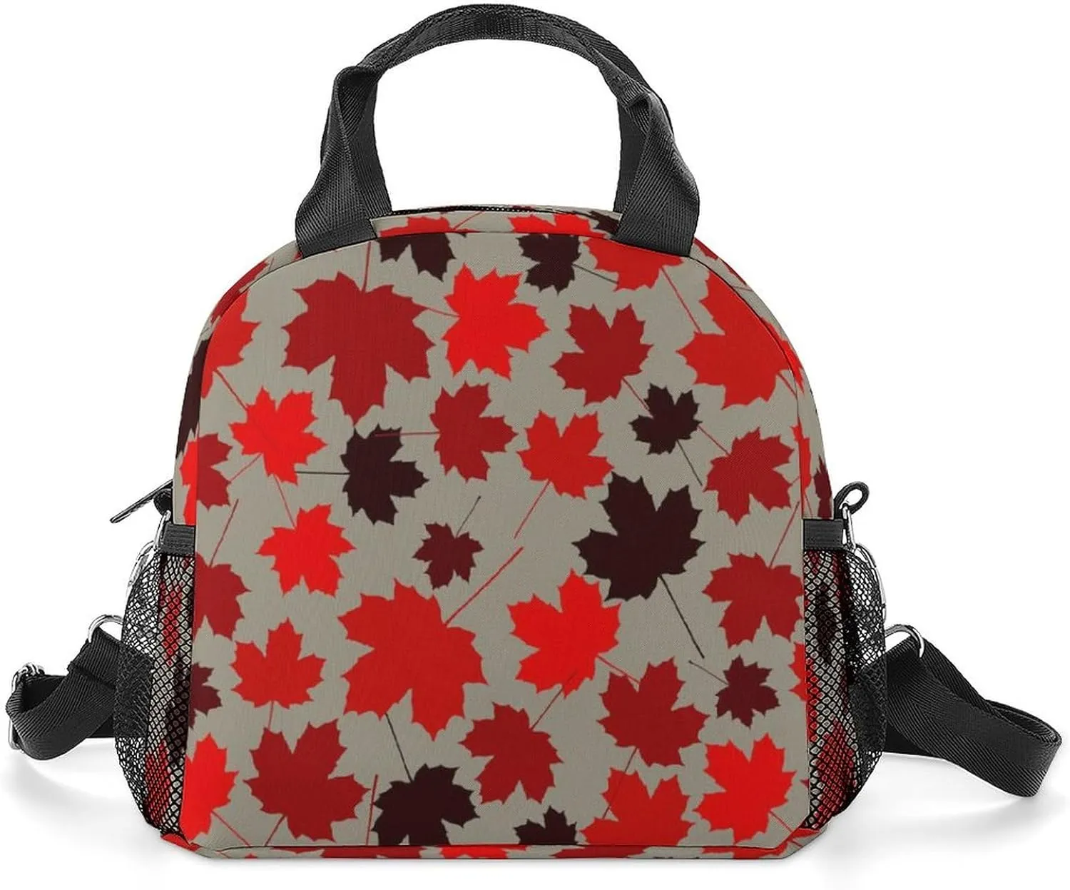 Canada Red Maple Portable Lunch Box Crossbody Bag Tote Insulated with Adjustable Strap Work Beach Picnic