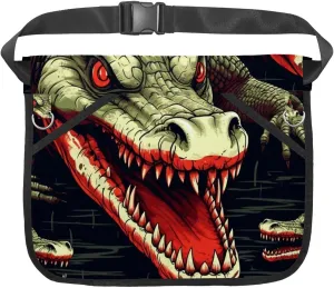 Canvas Half Waist Apron with Pockets, Short Apron for Men Women, Kitchen Restaurant and Crafting, Waiter Apron with Crocodile B