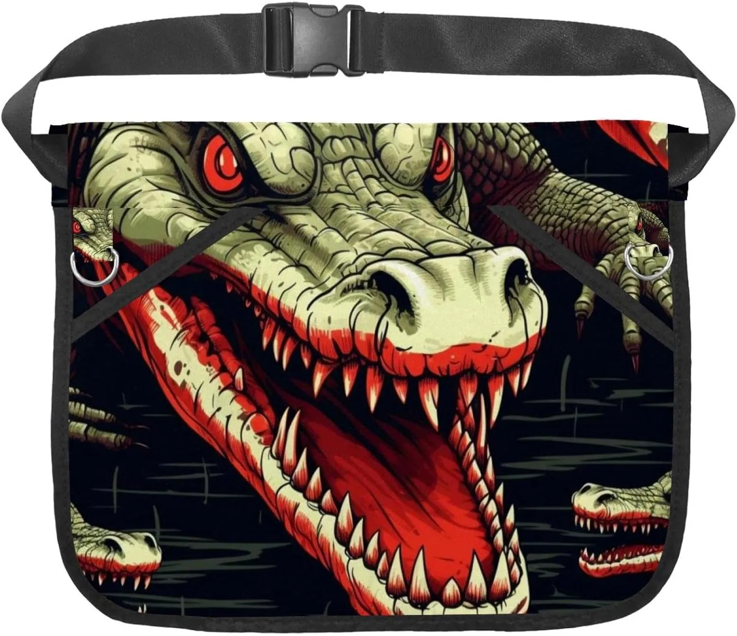 Canvas Half Waist Apron with Pockets, Short Apron for Men Women, Kitchen Restaurant and Crafting, Waiter Apron with Crocodile B