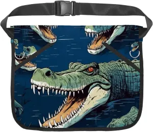 Canvas Half Waist Apron with Pockets, Short Apron for Men Women, Kitchen Restaurant and Crafting, Waiter Apron with Crocodile C
