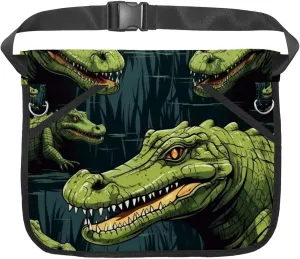 Canvas Half Waist Apron with Pockets, Short Apron for Men Women, Kitchen Restaurant and Crafting, Waiter Apron with Crocodile F