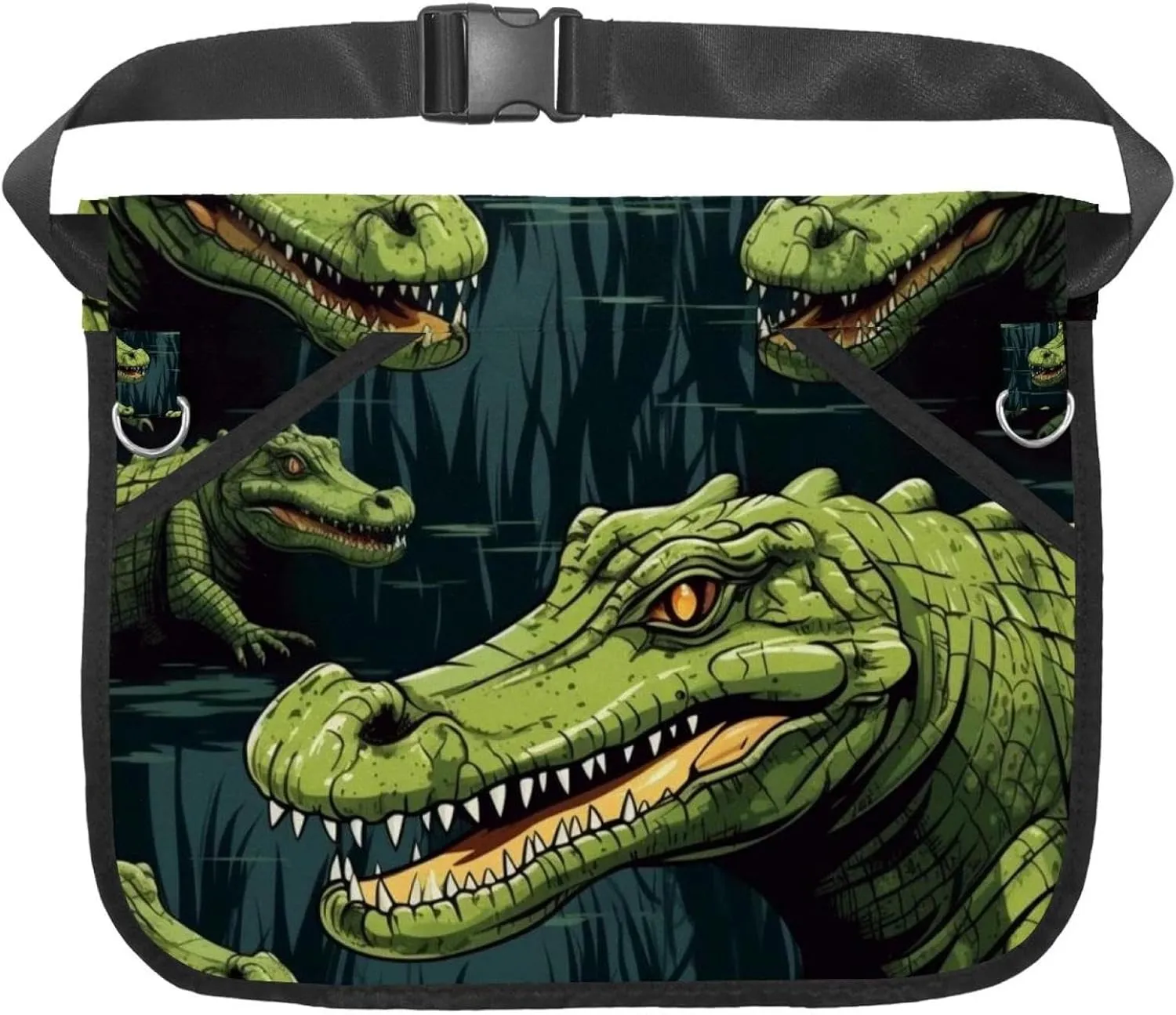Canvas Half Waist Apron with Pockets, Short Apron for Men Women, Kitchen Restaurant and Crafting, Waiter Apron with Crocodile F