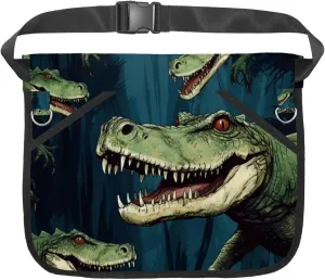 Canvas Half Waist Apron with Pockets, Short Apron for Men Women, Kitchen Restaurant and Crafting, Waiter Apron with Crocodile I