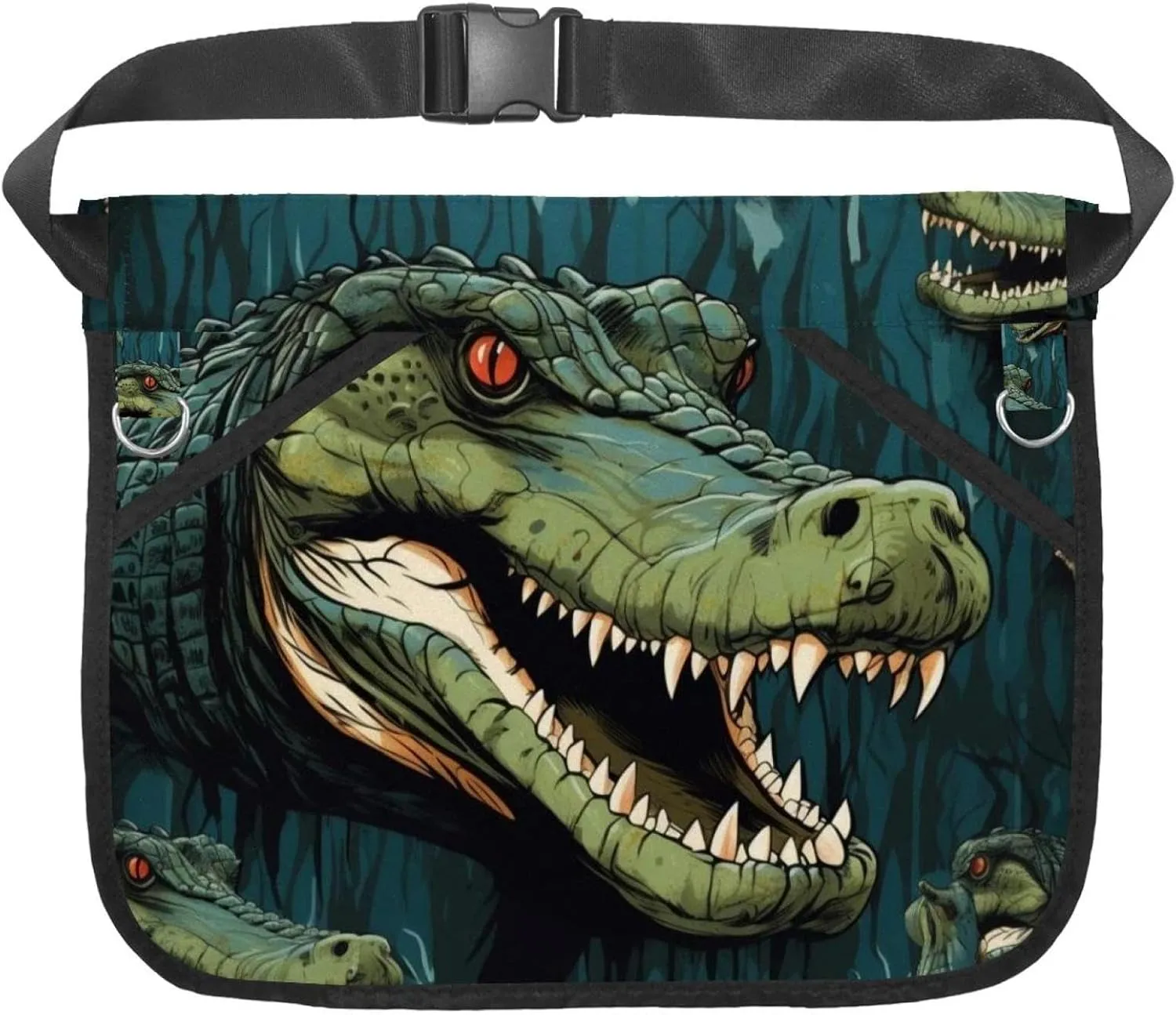 Canvas Half Waist Apron with Pockets, Short Apron for Men Women, Kitchen Restaurant and Crafting, Waiter Apron with Crocodile J