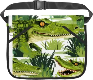 Canvas Half Waist Apron with Pockets, Short Apron for Men Women, Kitchen Restaurant and Crafting, Waiter Apron with Crocodile O