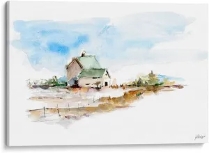 Canvas Lab Canvas Wall Art Decor Prairie Farmhouse I by the Artist Ethan Harper – Size: 42 x 28 in - Art subject: Scenery