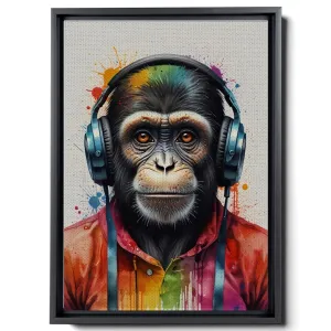 Canvas Print Canvas Wall Art Thinking Monkey With Headphones And Street Art Print Monkey Art Print Monkey Artwork Wall Art, Arts