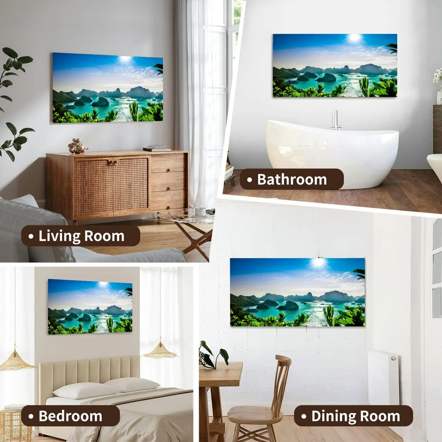 Canvas Wall Art for Living Room Bedroom Karst landscape by halong bay Vietnam Big Large Wall Art Decor Framed Painting Wall Pictures Prints Artwork Office