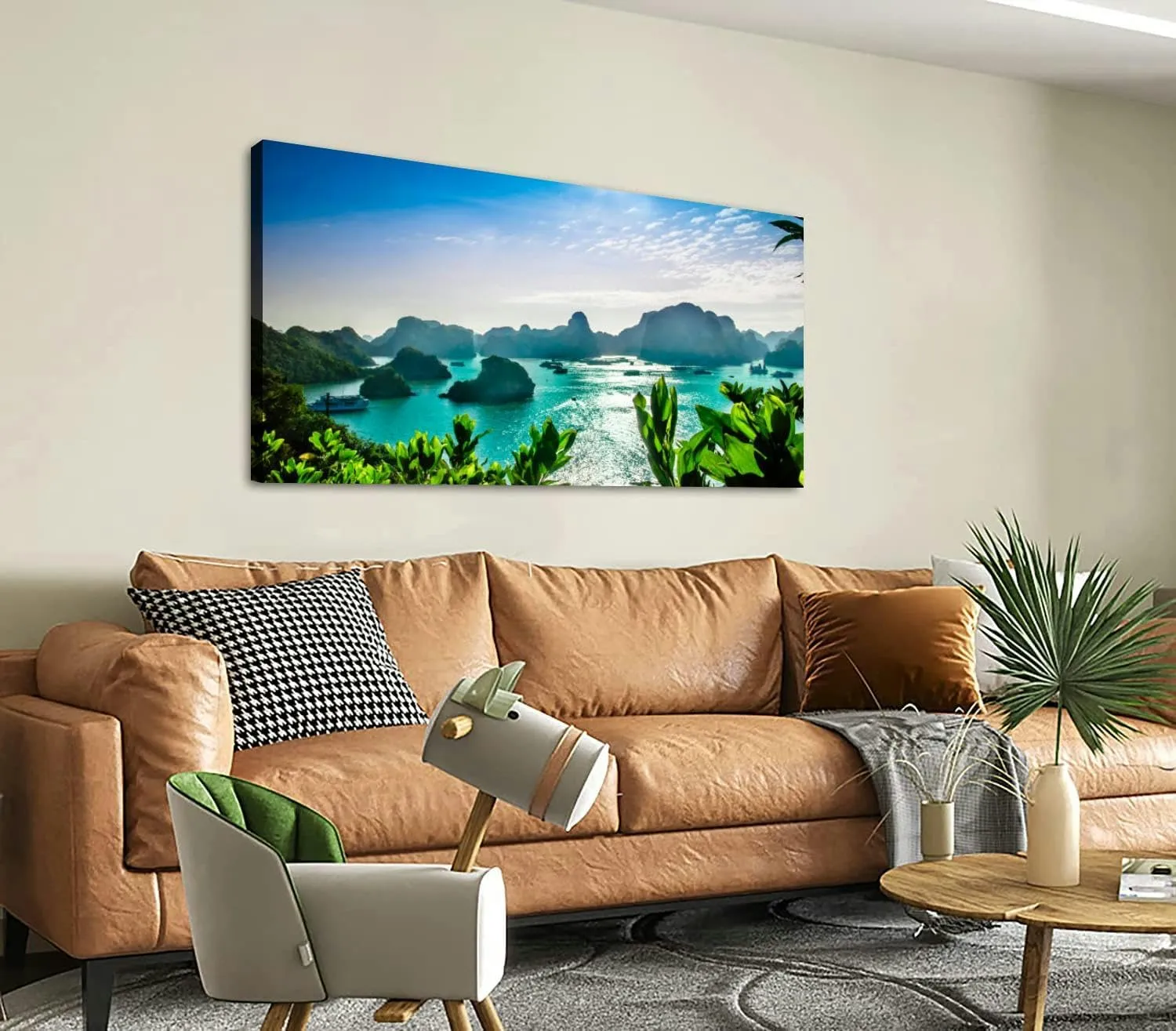 Canvas Wall Art for Living Room Bedroom Karst landscape by halong bay Vietnam Big Large Wall Art Decor Framed Painting Wall Pictures Prints Artwork Office