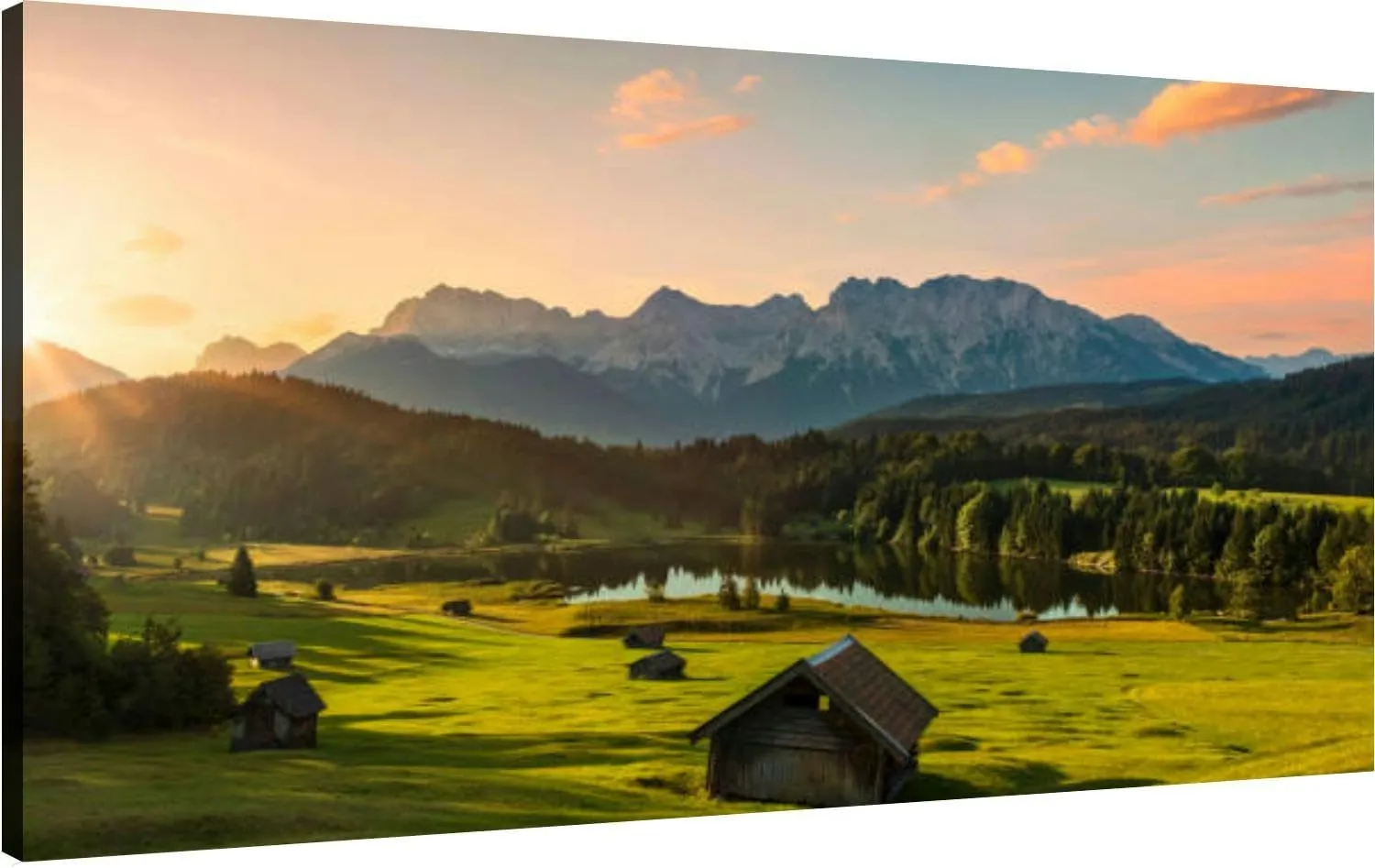 Canvas Wall Art for Living Room Bedroom Magic Sunrise at Alpine Lake view to mount Big Large Wall Art Decor Framed Painting Wall Pictures Prints Artwork Office