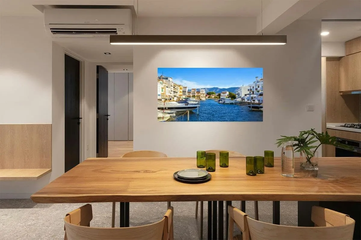 Canvas Wall Art for Living Room Bedroom Summer panorama yachts boats and waterways Big Large Wall Art Decor Framed Painting Wall Pictures Prints Artwork Office