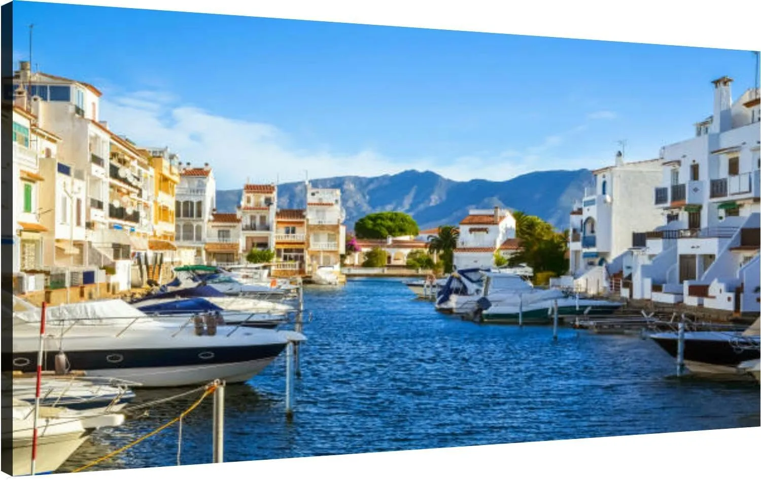 Canvas Wall Art for Living Room Bedroom Summer panorama yachts boats and waterways Big Large Wall Art Decor Framed Painting Wall Pictures Prints Artwork Office