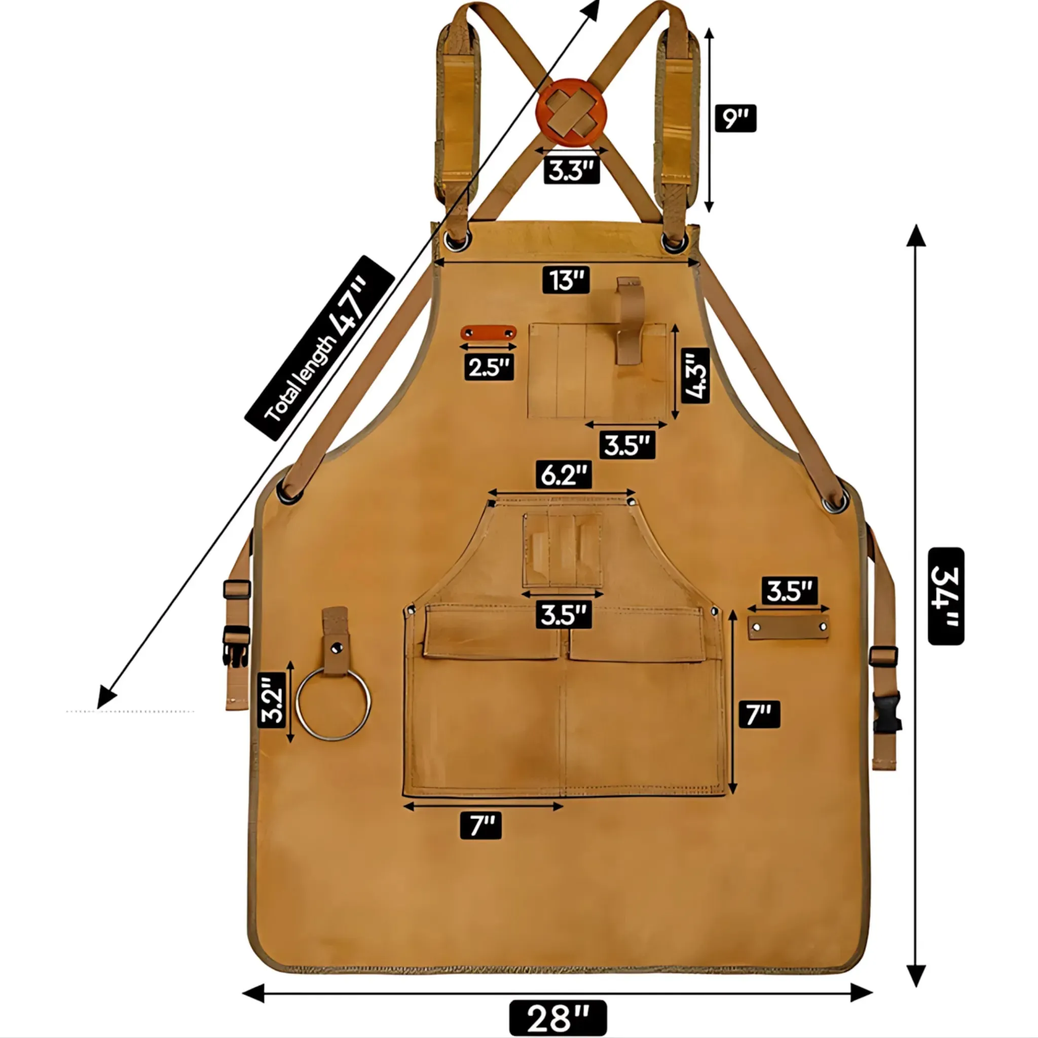 Canvas Work Apron – Heavy Duty with Tool Pockets & Cross-Back Straps