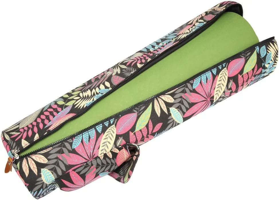 Canvas Yoga Mat Bag with Adjustable Strap & Pockets, Full-Zip Travel Gym Tote for Women & Men, Fits 1/4" & 1/3" Thick Mats, Lightweight Carrier for Yoga, Workout, Outdoor Use