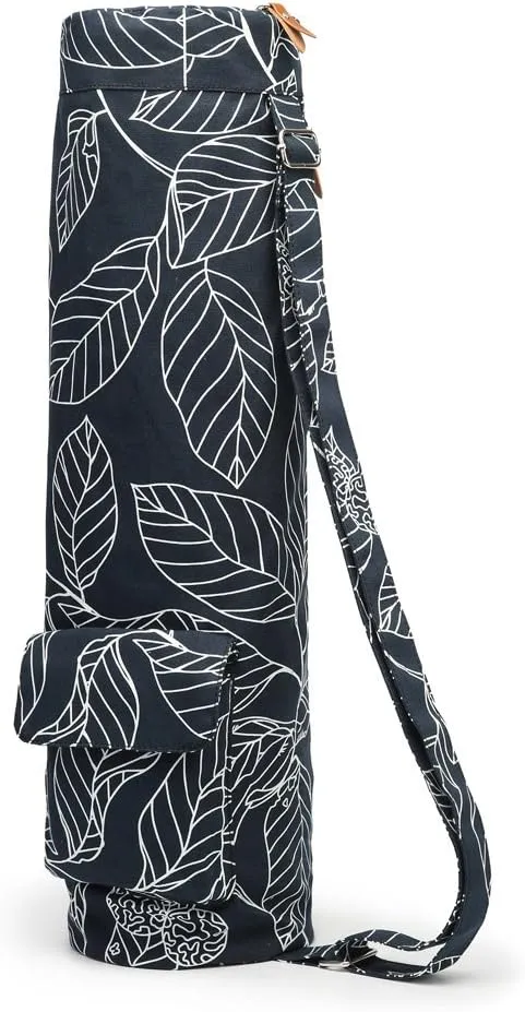 Canvas Yoga Mat Bag with Adjustable Strap & Pockets, Full-Zip Travel Gym Tote for Women & Men, Fits 1/4" & 1/3" Thick Mats, Lightweight Carrier for Yoga, Workout, Outdoor Use