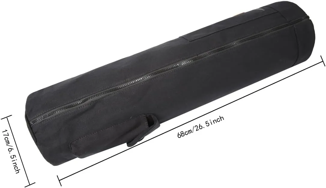 Canvas Yoga Mat Bag with Adjustable Strap & Pockets, Full-Zip Travel Gym Tote for Women & Men, Fits 1/4" & 1/3" Thick Mats, Lightweight Carrier for Yoga, Workout, Outdoor Use