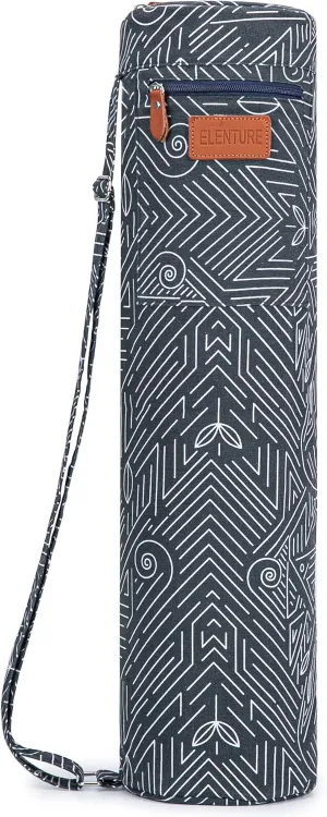 Canvas Yoga Mat Bag with Adjustable Strap & Pockets, Full-Zip Travel Gym Tote for Women & Men, Fits 1/4" & 1/3" Thick Mats, Lightweight Carrier for Yoga, Workout, Outdoor Use