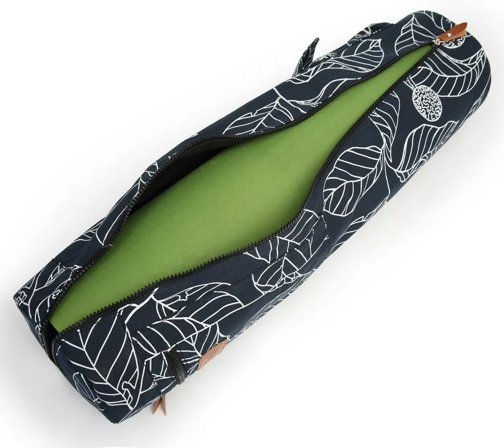 Canvas Yoga Mat Bag with Adjustable Strap & Pockets, Full-Zip Travel Gym Tote for Women & Men, Fits 1/4" & 1/3" Thick Mats, Lightweight Carrier for Yoga, Workout, Outdoor Use
